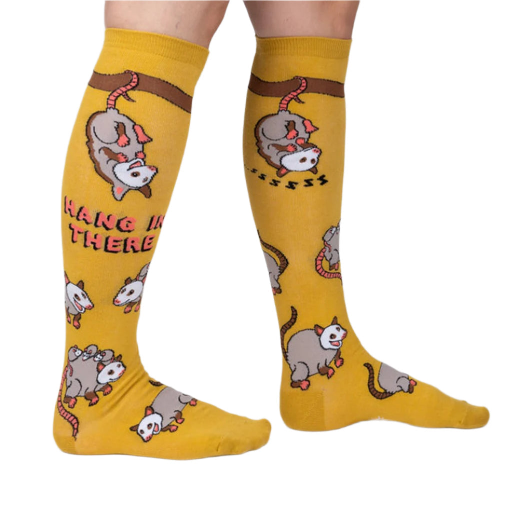 Sock It To Me Awesome Opossum Hang In There Knee High Long Socks - Lucky Skates