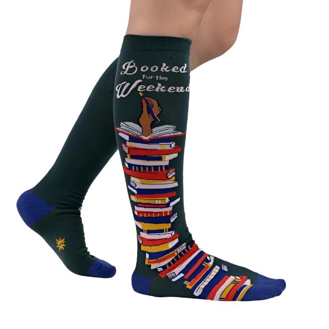 Sock It To Me Booked For The Weekend Knee High Long Socks - Lucky Skates