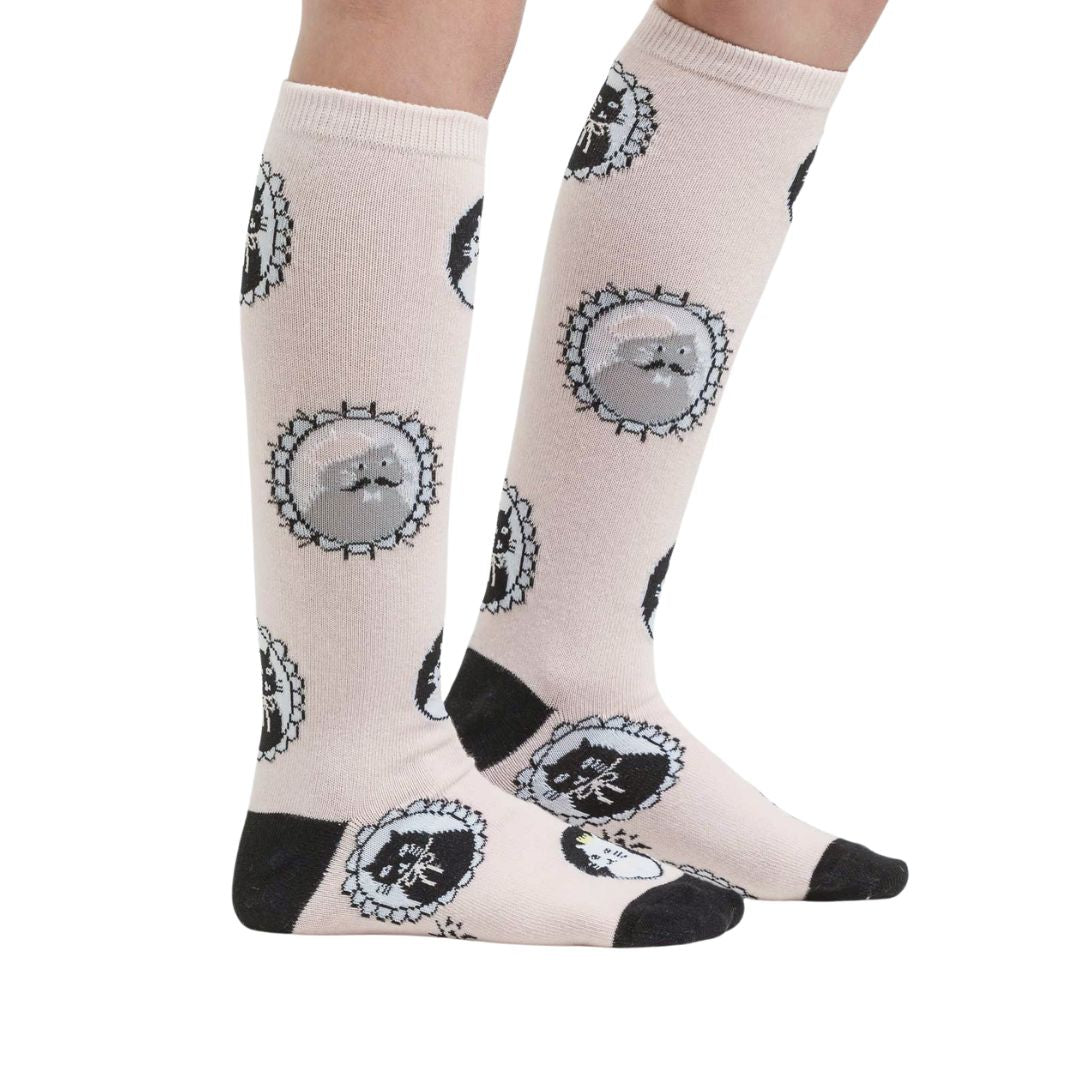 Sock It To Me Cameow Cat Youth Age 3-6 Knee Socks Pink - Lucky Skates 