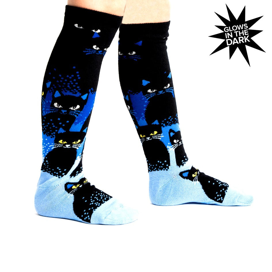 Sock It To Me Cats In The Dark Junior Knee High Long Socks - Lucky Skates