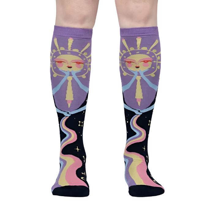 Sock It To Me Cosmic Connection Knee High Socks Sun Moon - Lucky Skates