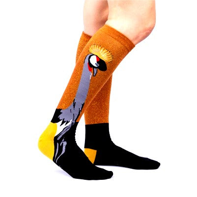 Sock It To Me Crowned Crane Knee High Long Socks - Lucky Skates