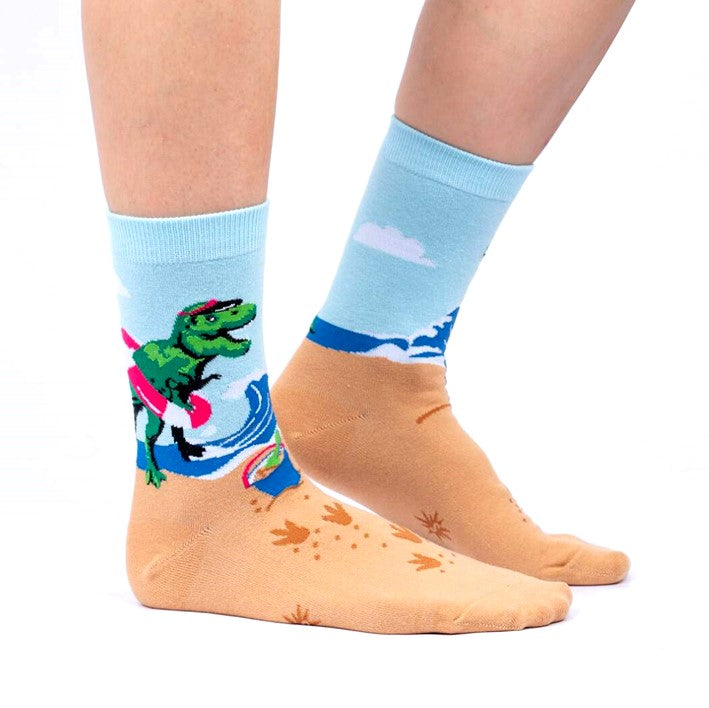 Sock It To Me Dinos Gone Wild Women's Dinosaur Crew Socks - Lucky Skates 