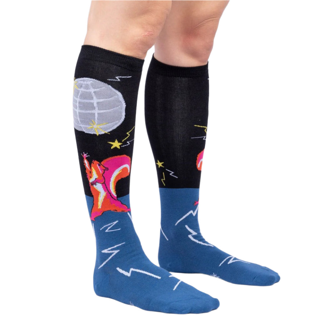 Sock It To Me Disco Nut! Squirrel Knee High Long Socks - Lucky Skates 
