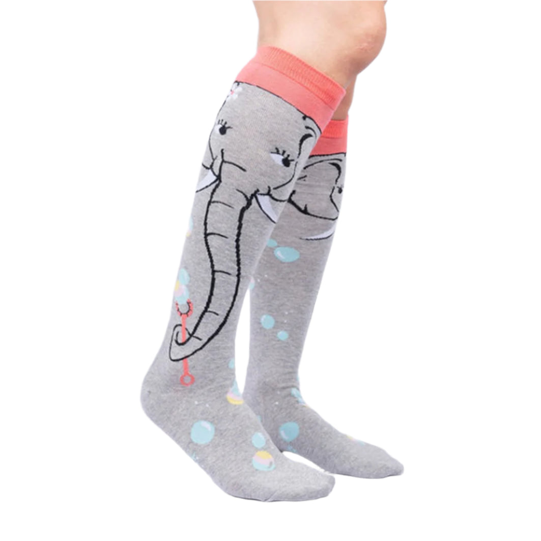 Sock It To Me Elephantastic! Knee High Long Socks - Lucky Skates 