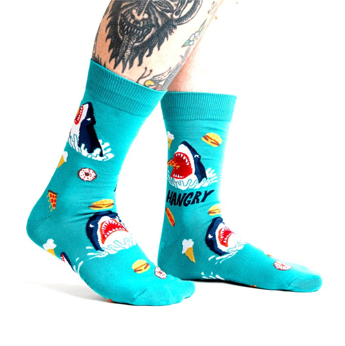 Sock It To Me Hangry Shark Mens Crew Socks - Lucky Skates