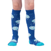 Sock It To Me Nice to Sea You Junior  Kids Age 7-10 Knee High Socks, Blue, Jelly Fish Socks - Lucky Skates 