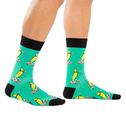 Sock It To Me Peeling Out Bannana On Skateboard Men's Crew Socks - Lucky Skates 