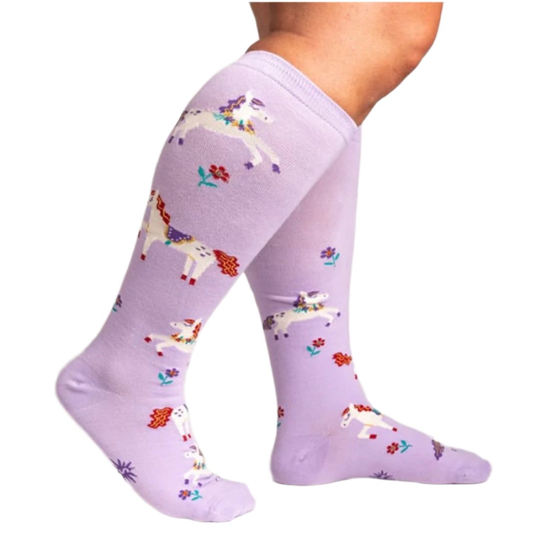 Sock It To Me Prancing Around Horse Stretch-It Knee High Long Socks - Lucky Skates
