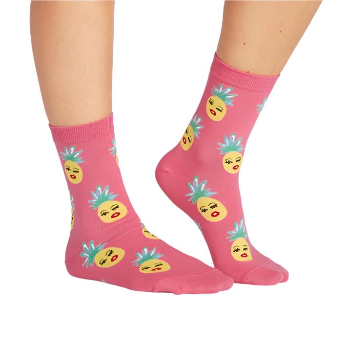 Sock It To Me Sassy Pineapple Women's Crew Socks - Lucky Skates