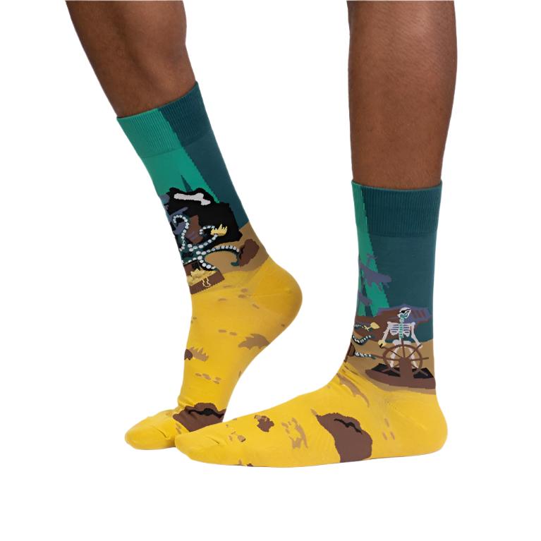 Sock It To Me  Skeleton Treasure Crew Men's Crew Socks - Lucky Skates