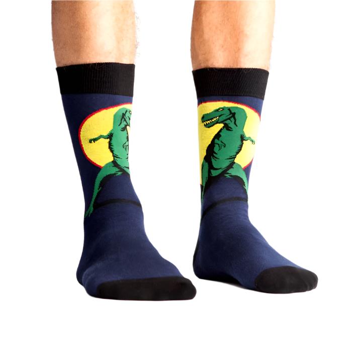 Sock It To Me T-Rex Mens Dinosaur Crew Socks - Lucky Skates