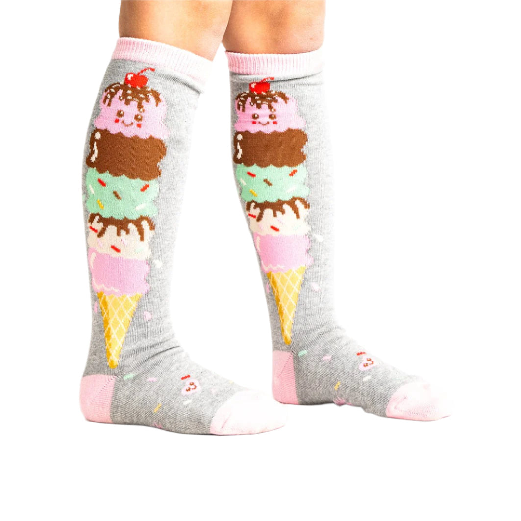Sock It To Me You Melt My Heart Ice-Cream Youth Knee High Long Socks - Lucky Skates 