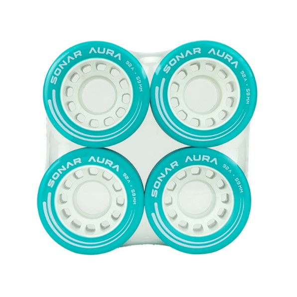 Sonar Aura Blue Aqua Indoor Roller Skate Wheels 59mm 92A - 4 Pack - Lucky Skates