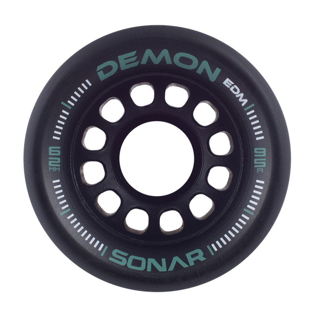 Sonar Demon Black Indoor Roller Skate Wheels 62mm 95A - 4 Pack - Lucky Skates