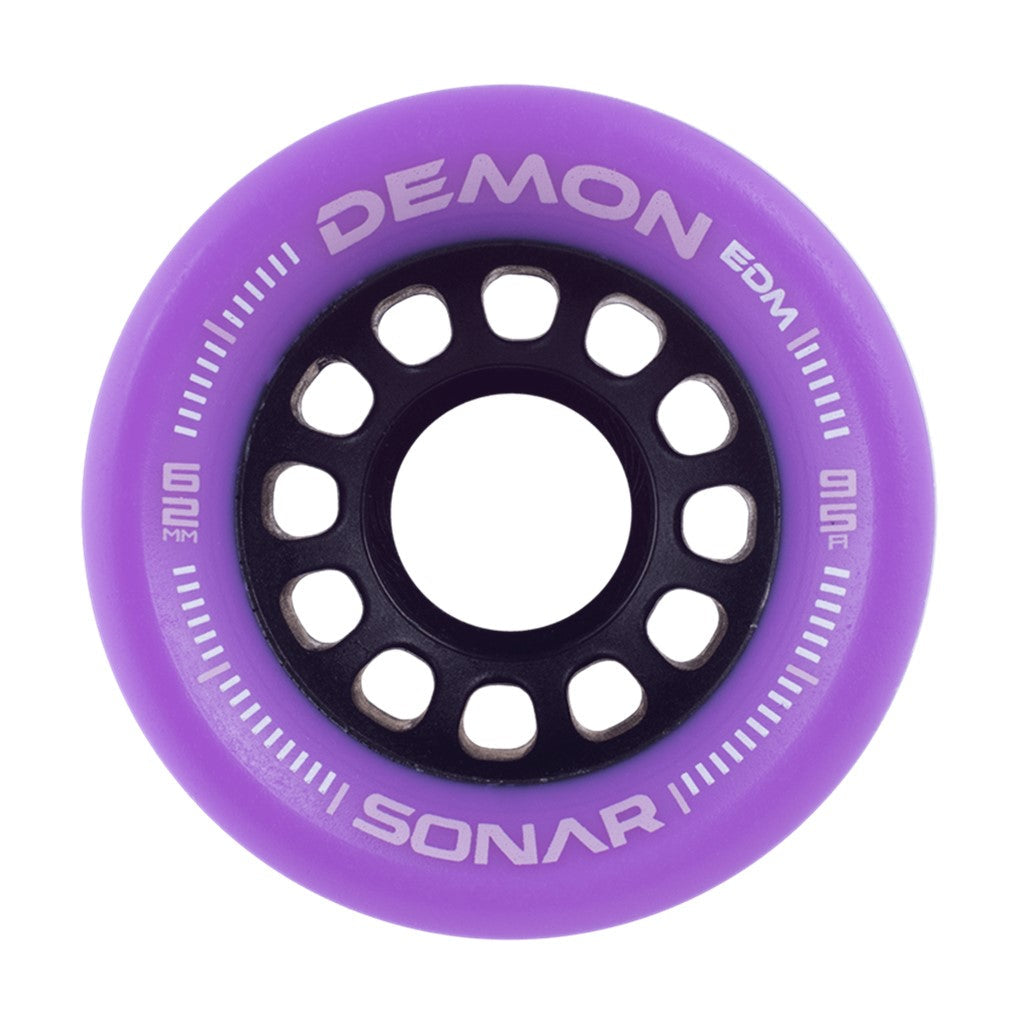 Sonar Demon Purple Indoor Roller Skate Wheels 62mm 95A - 4 Pack - Lucky Skates