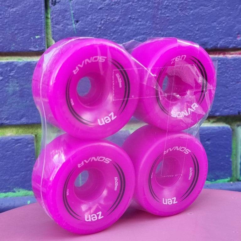 Radar Sonar Zen Hybrid Indoor Outdoor Roller Skate Wheels 62mm 85a Purple 4 Pack - Lucky Skates