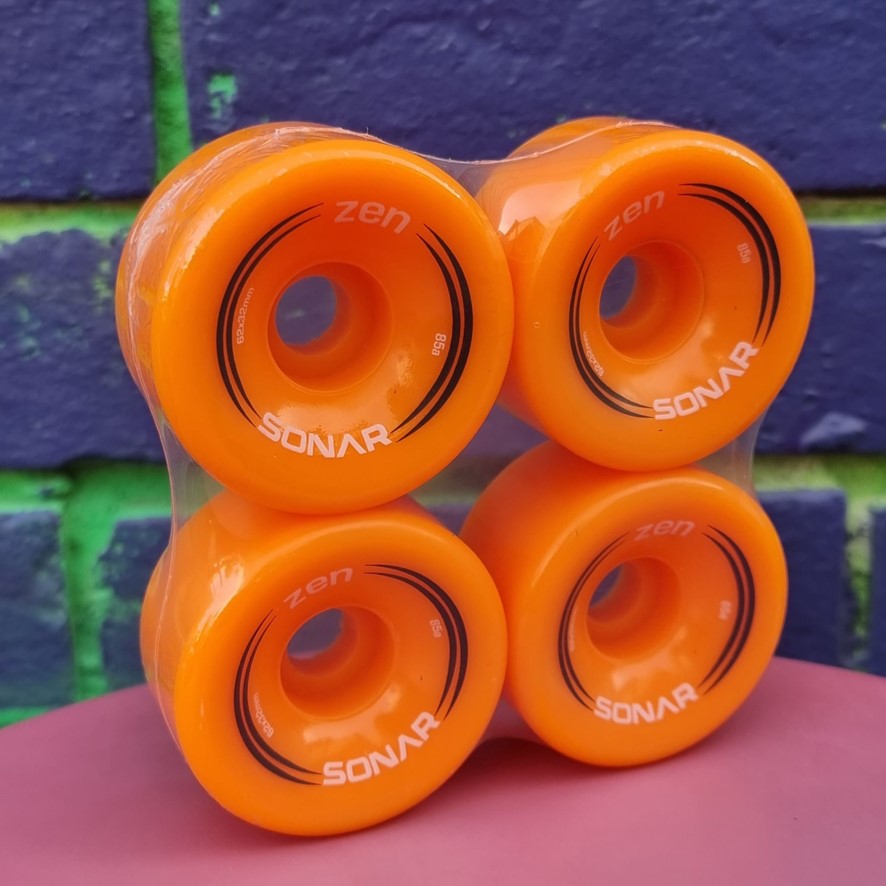 Radar Sonar Zen Hybrid Indoor Outdoor Roller Skate Wheels 62mm 85a orange  4 Pack - Lucky Skates