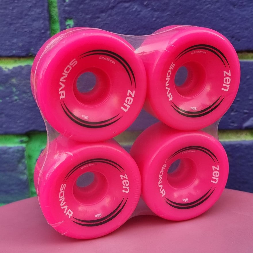 Radar Sonar Zen Hybrid Indoor Outdoor Roller Skate Wheels 62mm 85a Neon Pink 4 Pack - Lucky Skates