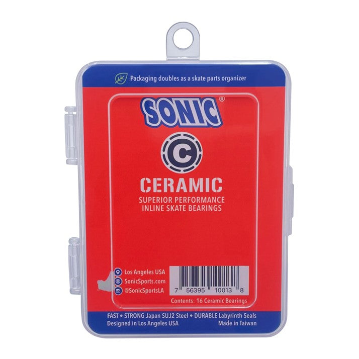 Sonic Ceramic Skate Bearings Grey 8mm  16 Pack - Lucky Skates