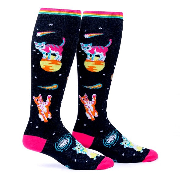 Sock It To Me Space Cats Stretch-It Knee High Socks - Lucky Skates 