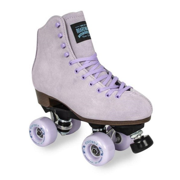 Sure-Grip Boardwalk Leather Suede Lavender High Top Roller Skates Lilac - Lucky Skates