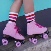 Sure-Grip Boardwalk Tea Berry Leather Suede Roller Skates Pink - Lucky Skates