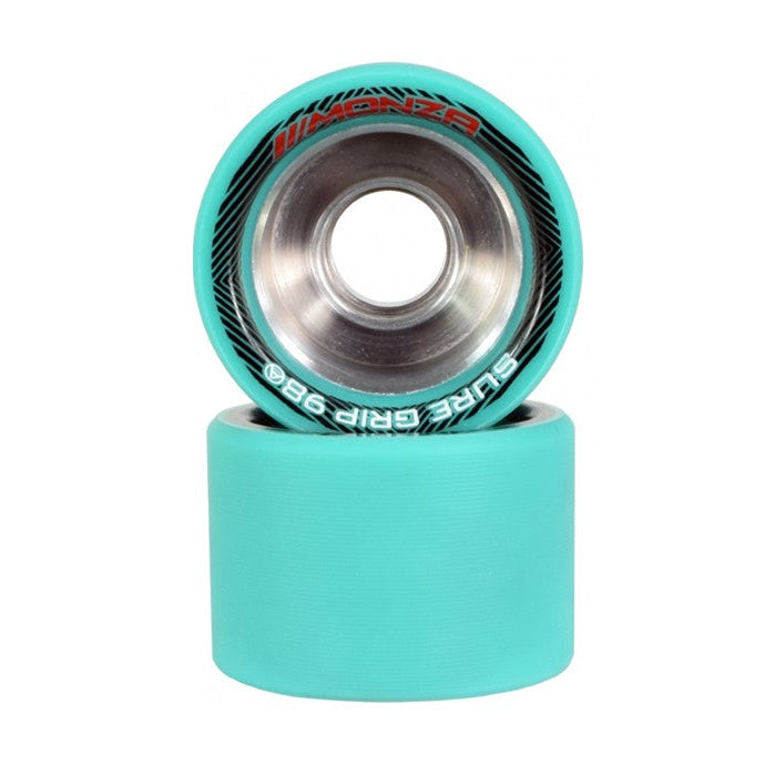 Sure-Grip Monza Alloy Hub Indoor Quad Roller Skate Wheels Teal Aqua  62mm 98a - Lucky Skates