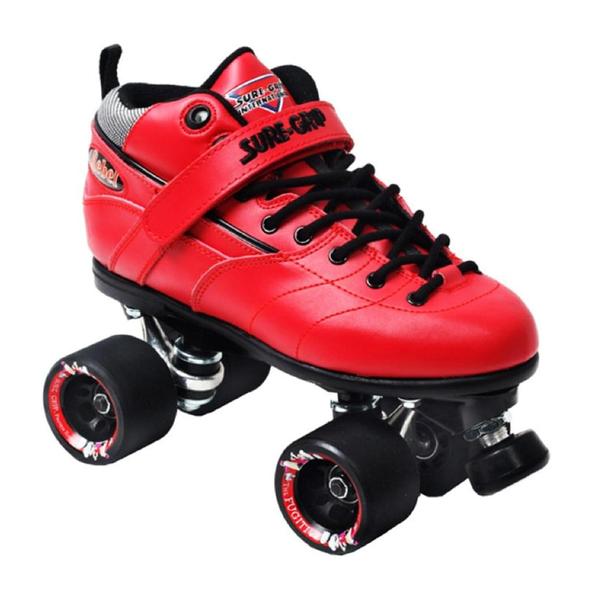 Sure-Grip Rebel Red Leather Speed Derby Indoor Roller Skates - Lucky Skates