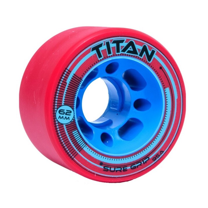 Sure-Grip Titan Indoor Roller Skate Wheels Red/Blue 95a 62mm - Lucky Skates