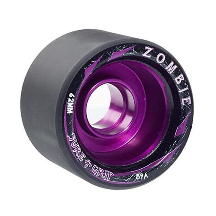 Sure-Grip Zombie Alloy Indoor Roller Speed Skating Wheels Max Black Purple 89a 62mm x 44mm - Lucky Skates