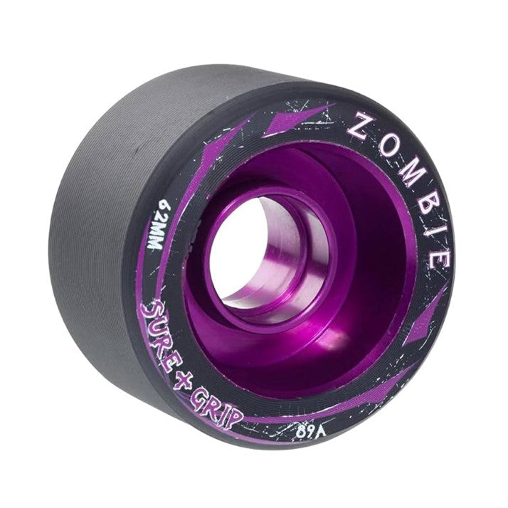 Sure-Grip Zombie Alloy Indoor Roller Skate Wheels Mid Black Purple 62mm 89a - Lucky Skates
