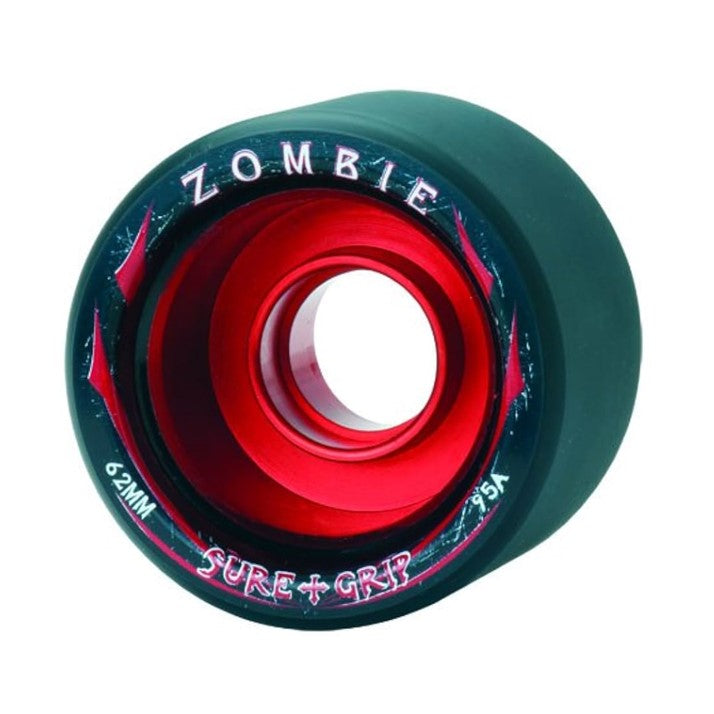 Sure-Grip Zombie Alloy Indoor Roller Skate Wheels Mid Black Red 62mm 95a - Lucky Skates