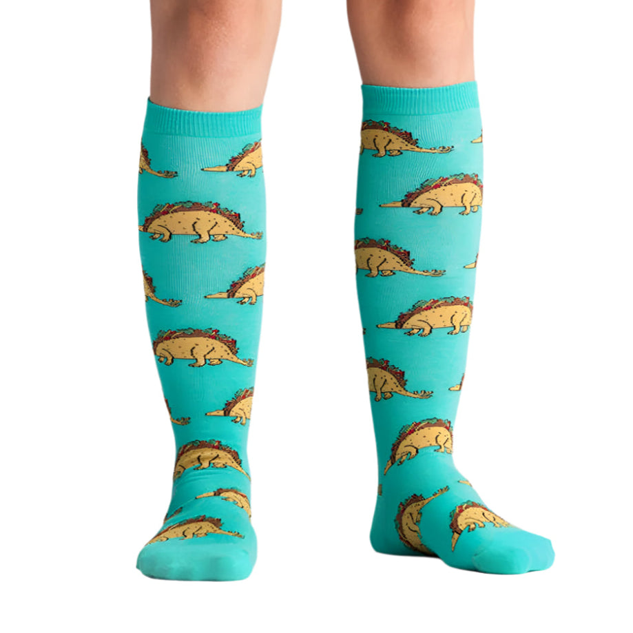 Sock It To Me Tacosaurus Dinosaur Knee High Socks Taco - Lucky Skates 