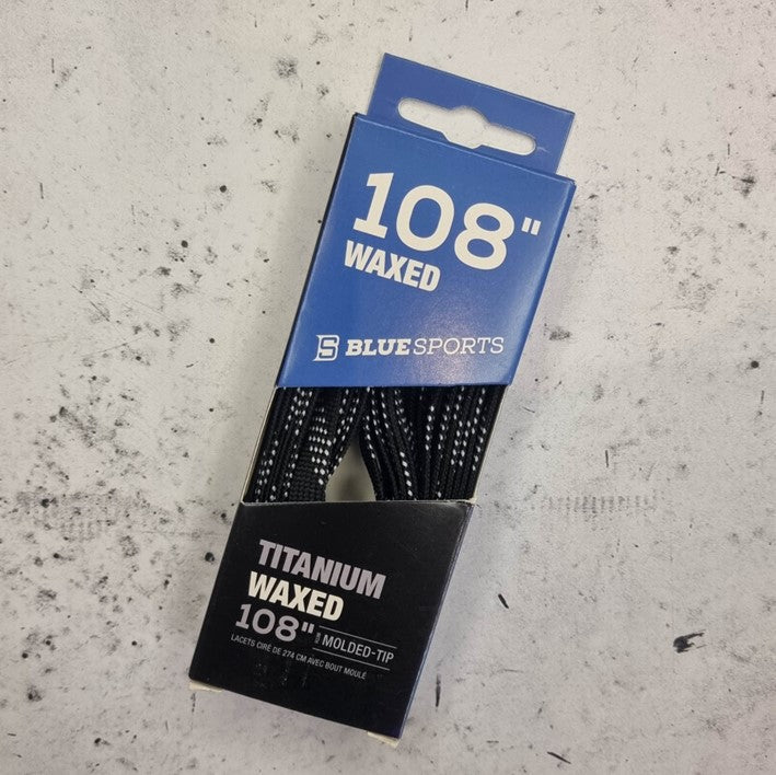 Titanium Waxed Laces 108" (274cm) Black - Lucky Skates