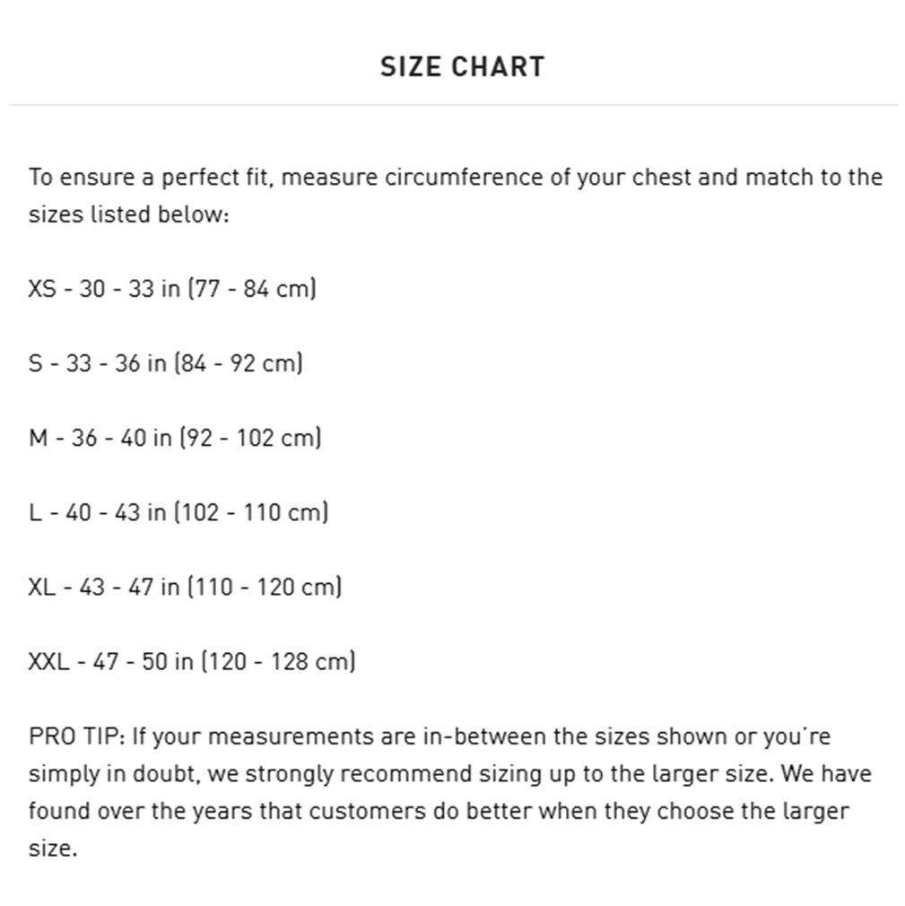 Triple 8 BashGuard Padded Top Size Chart - Lucky Skates