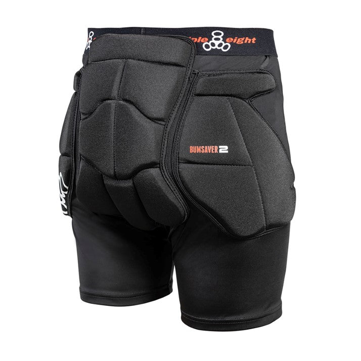 Triple 8 Bum Saver 2 Padded Impact Skate Shorts, Black, skateboarding padded shorts, bike riding padded shorts, bmx padded shorts, Inline skating padded shorts, roller skating padded shorts, roller derby padded shorts, sowboarding padded shorts - Lucky Skates