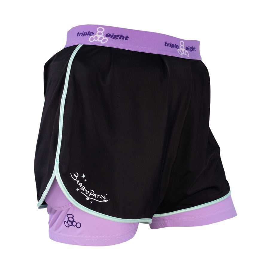 Triple 8 Barbie Patin Purple Skate Impact Bumsavers Shorts, skateboarding padded shorts, bike riding padded shorts, bmx padded shorts, Inline skating padded shorts, roller skating padded shorts, roller derby padded shorts, snowboarding padded shorts - Lucky Skates 