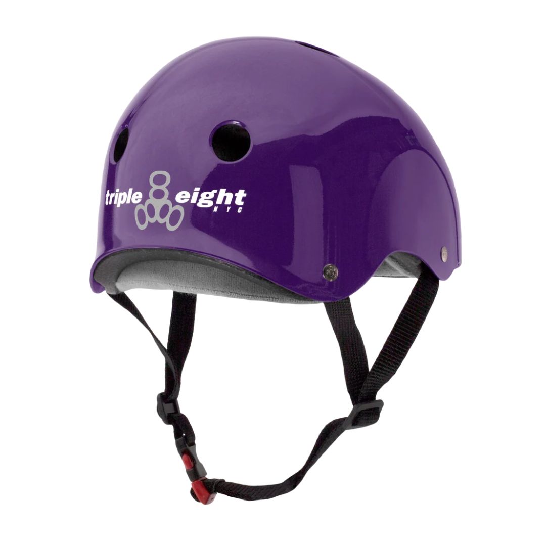 Triple 8 Certified Sweatsaver Skate Helmet Purple Gloss - Lucky Skates