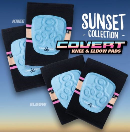 Triple 8 Covert Sunset Pads Blue Elbow Pads Knee Pads - Lucky Skates
