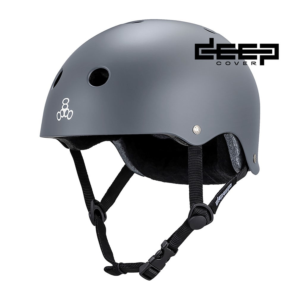 Triple 8 Deep Cover Sweatsaver Skate Helmet Grey Matte - Lucky Skates