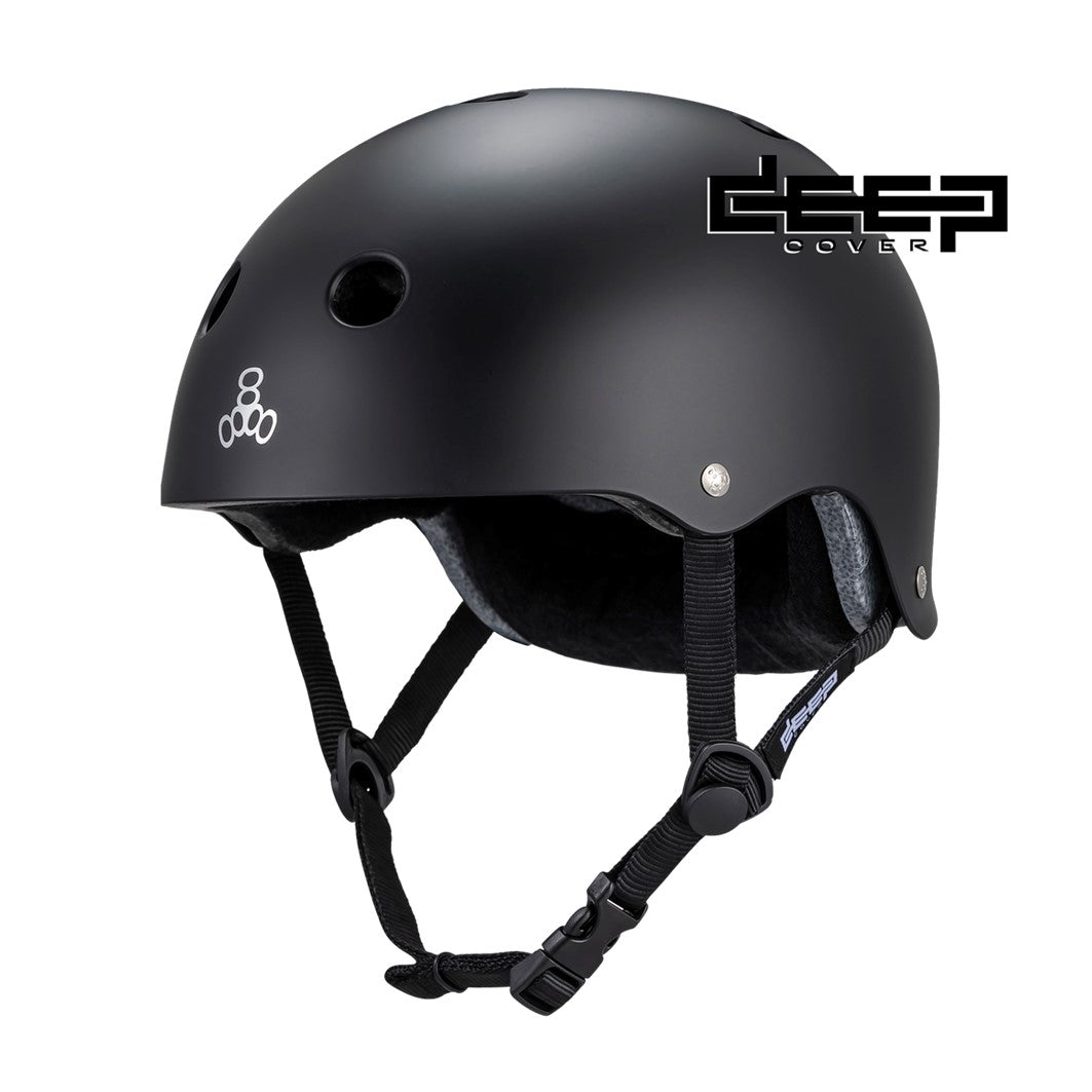 Triple 8 Deep Cover Sweatsaver Skate Helmet Matte Black - Lucky Skates