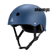 Triple 8 Deep Cover Certified  Sweatsaver Skate Helmet Navy  Blue Matte - Lucky Skates