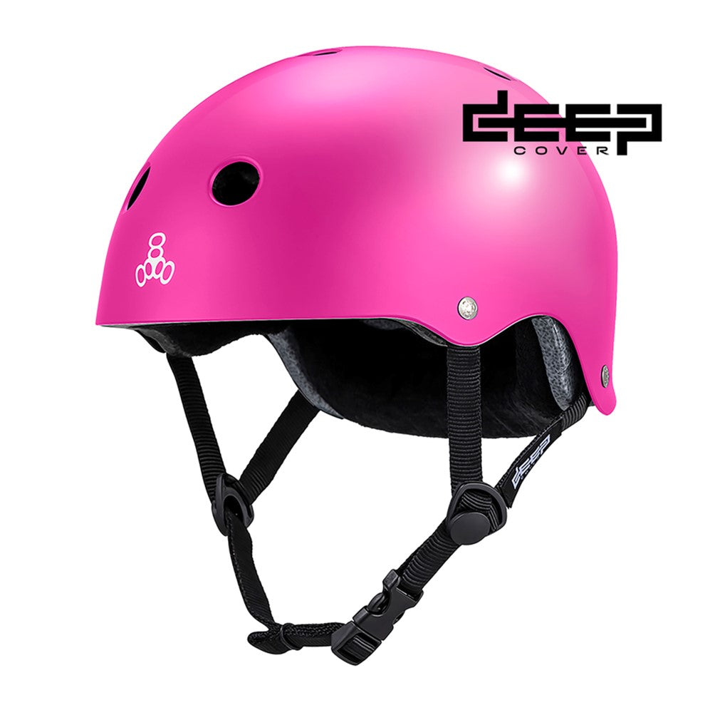 Triple 8 Deep Cover Sweatsaver Skate Helmet Pink Gloss - Lucky Skates