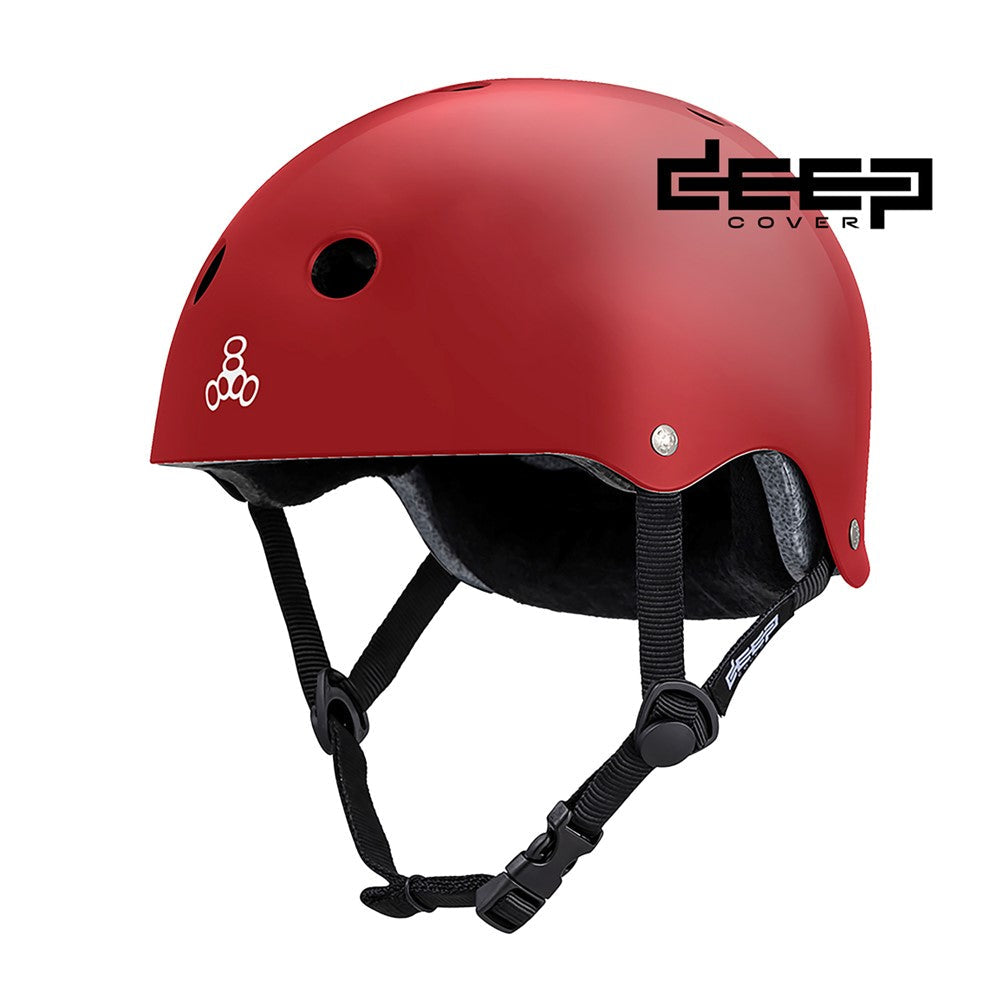Triple 8 Deep Cover Sweatsaver Skate Helmet Red Gloss - Lucky Skates