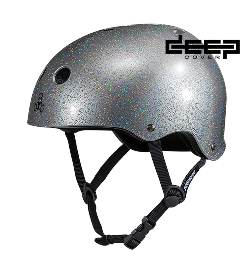 Triple 8 Deep Cover Sweatsaver Skate Helmet Silver Glitter - Lucky Skates