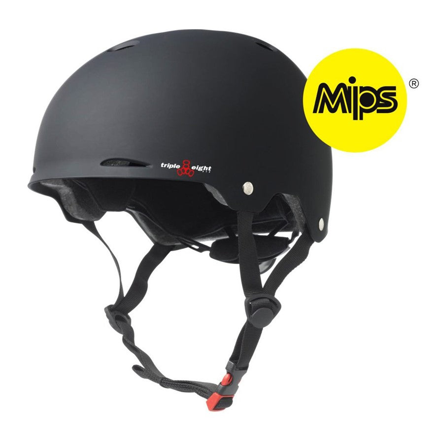 Triple 8 Gotham MIPS Skate Helmet Black Matte Rubber SS - Certified - Lucky Skates