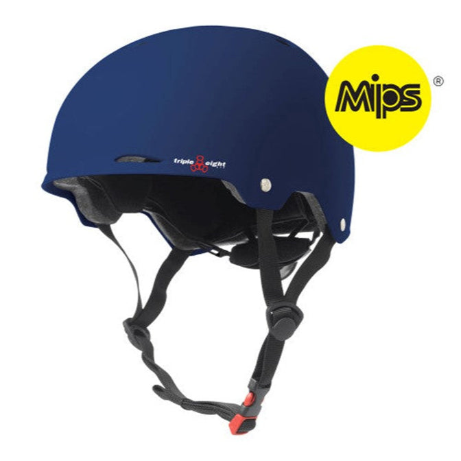 Triple 8 Gotham Certified MIPS Skate Helmet Blue Matte Rubber SS Certified - Lucky Skates