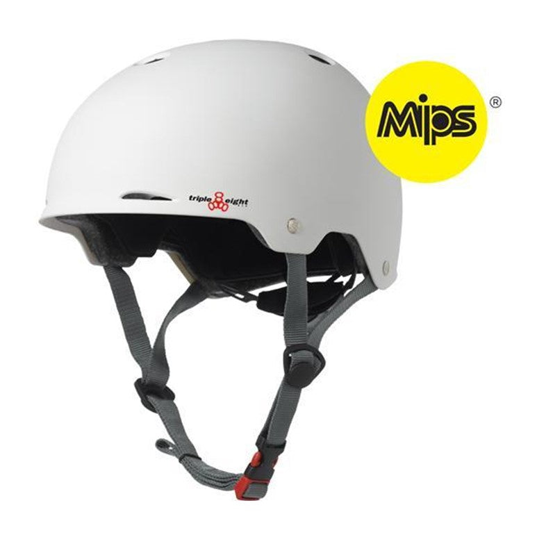 Triple 8 Gotham MIPS Certified Skate Helmet White Matte Rubber Certified - Lucky Skates