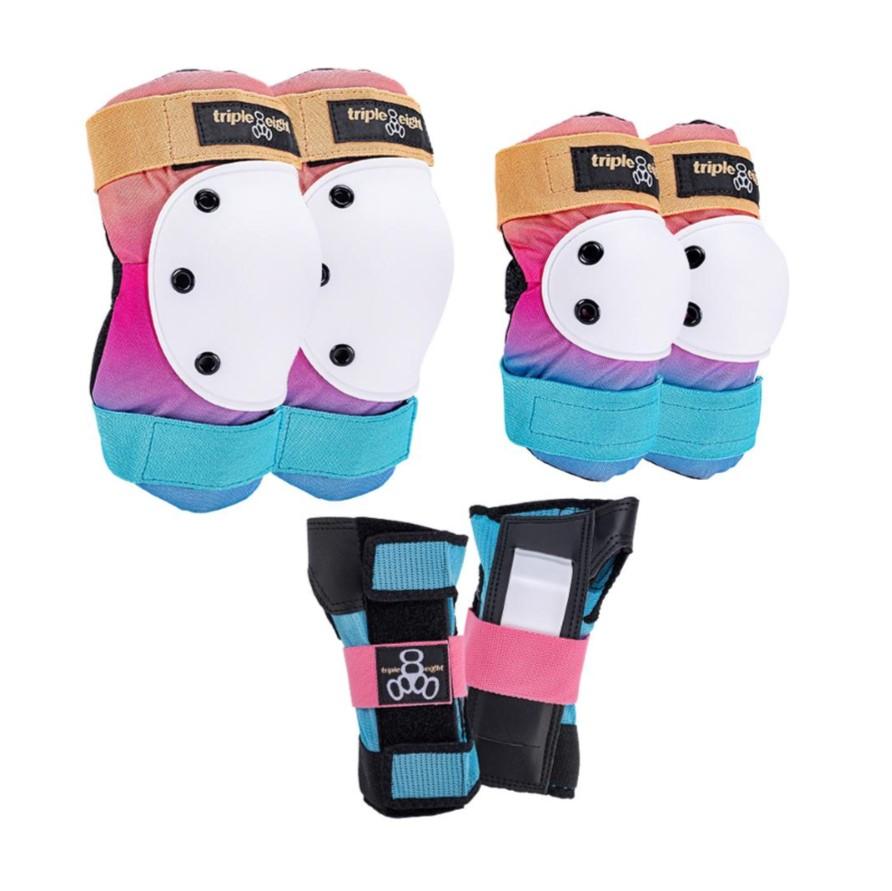 Triple 8 Tri Pack Saver Series Ombre Sunset Knee Pads, Wrist Guards, Elbow Pads - Lucky Skates